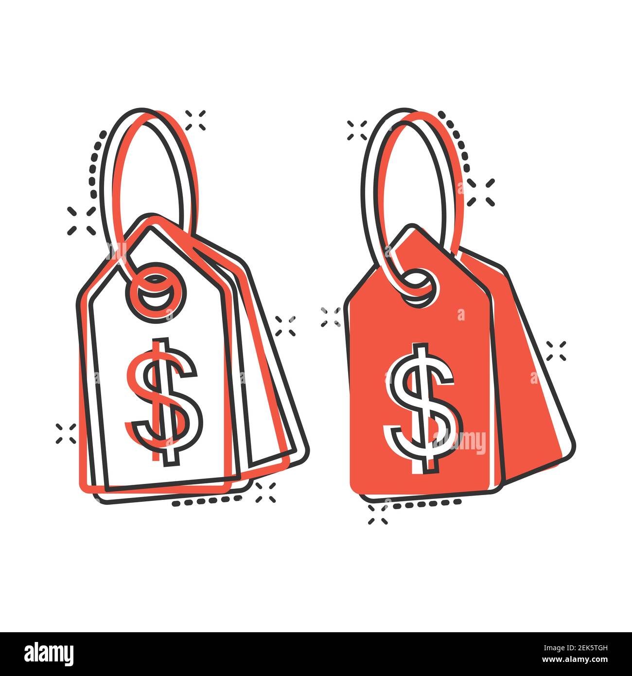 Price tag icon in comic style. Label cartoon vector illustration on