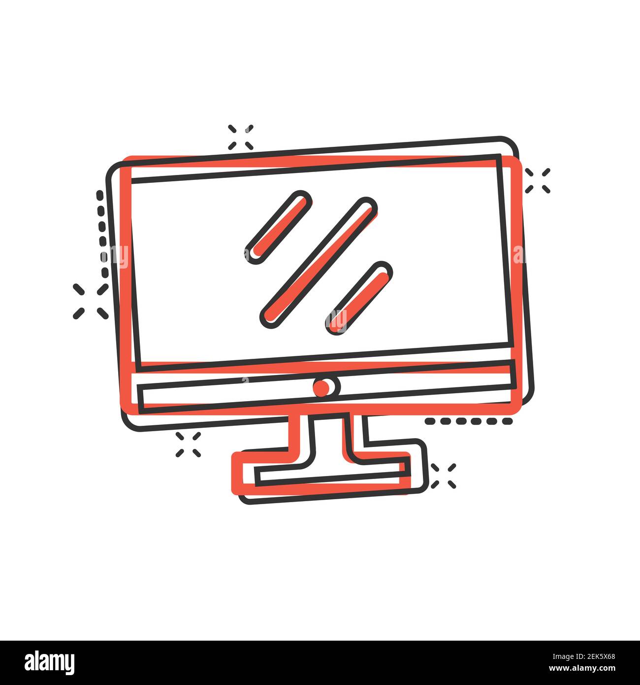 Computer monitor icon in comic style. Tv display cartoon vector ...
