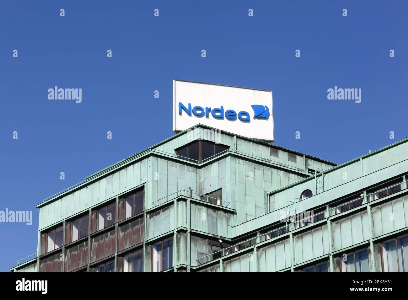 Copenhagen, Denmark - April 15, 2019: Nordea bank office building. Nordea bank is a Swedish financial services group operating in Northern Europe Stock Photo