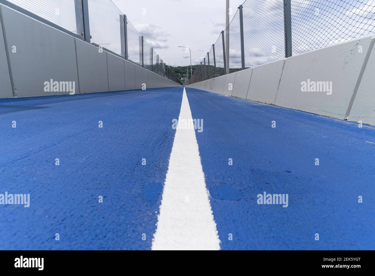View of Mario Cuomo Bridge for pedestrian and bike riders path painted