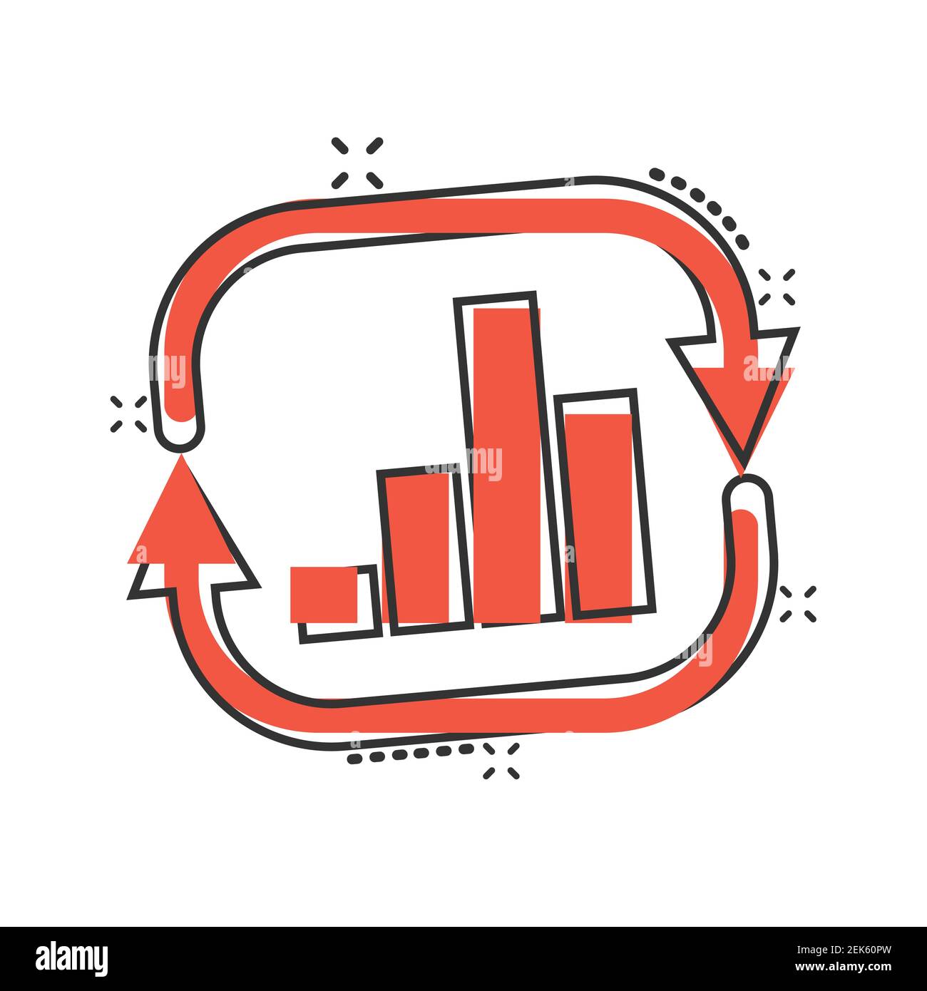 Growing bar graph icon in comic style. Increase arrow cartoon vector ...