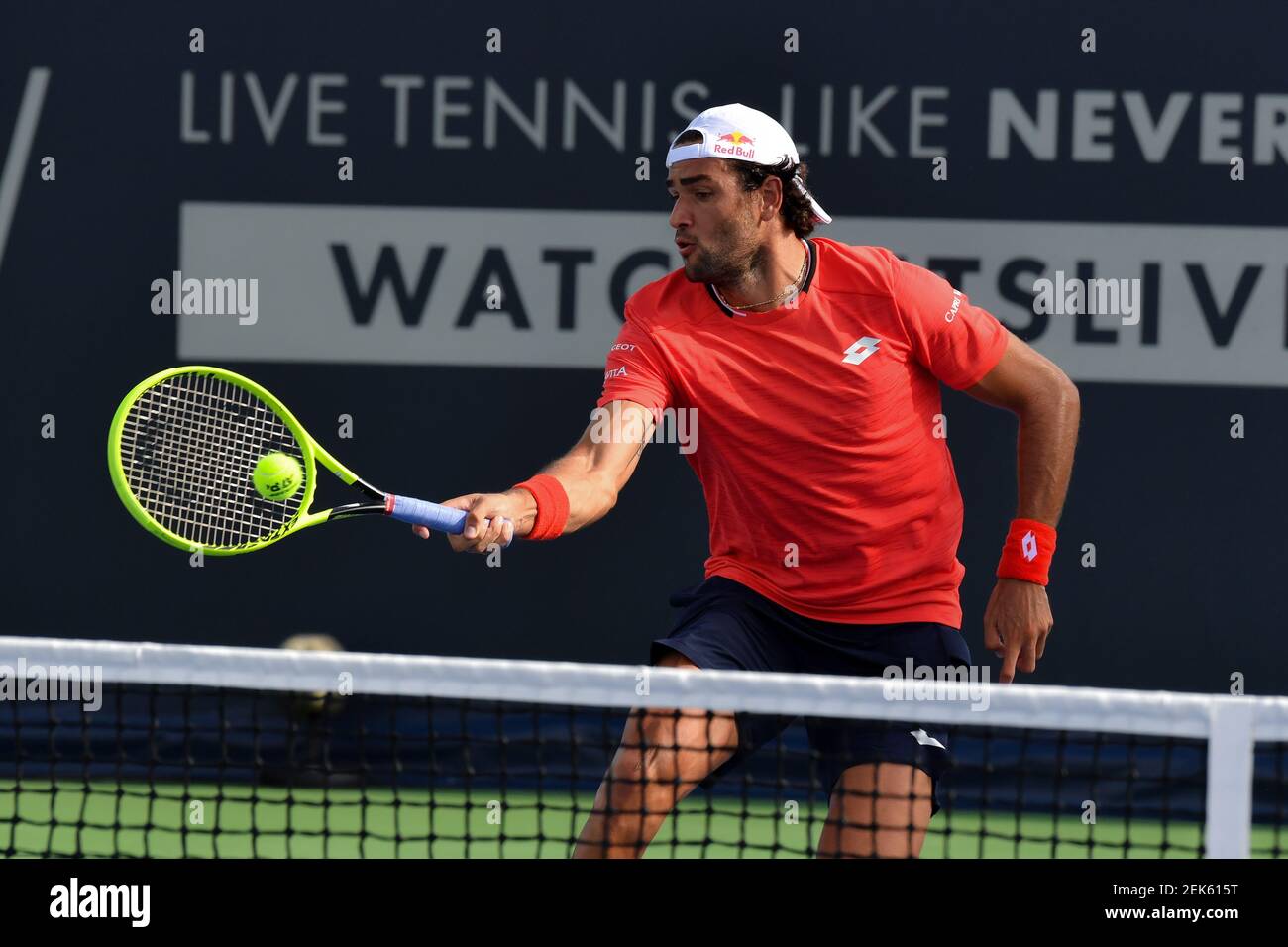 Matteo Berrettini plays match against Dustin Brown at the Patrick  Mouratoglou Academy launches, this Sunday, on June 14, 2020 his big idea:  the Ultimate tennis showdown (UTS). A tennis competition which breaks