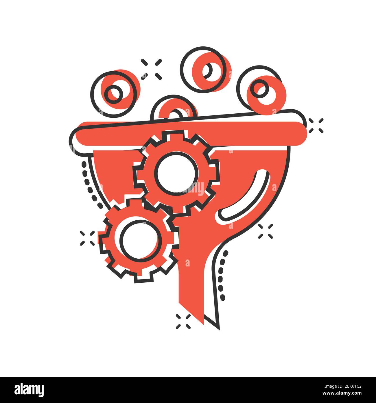 Filter icon in comic style. Funnel cartoon vector illustration on white