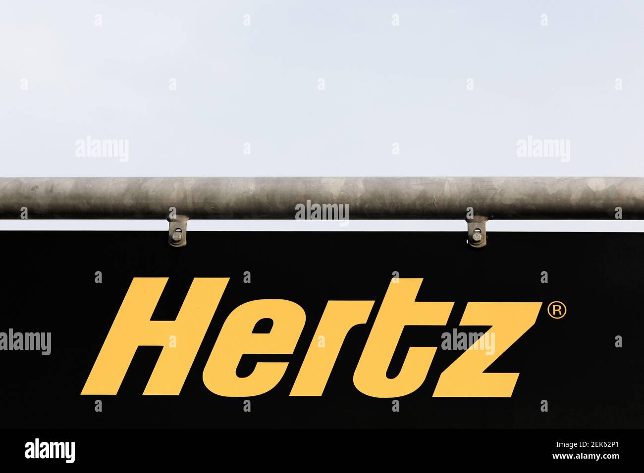 Aarhus, Denmark October 15, 2015 Hertz logo at Aarhus airport in