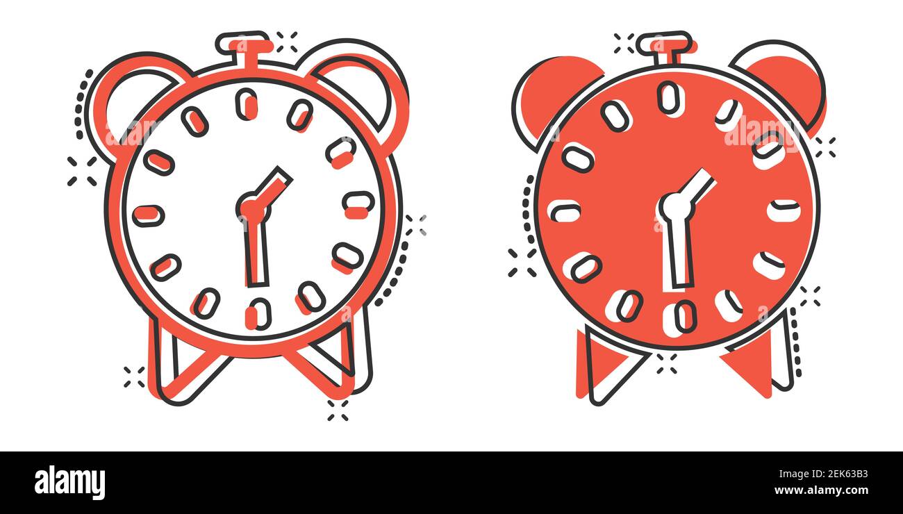 Clock icon in comic style. Watch cartoon vector illustration on white ...