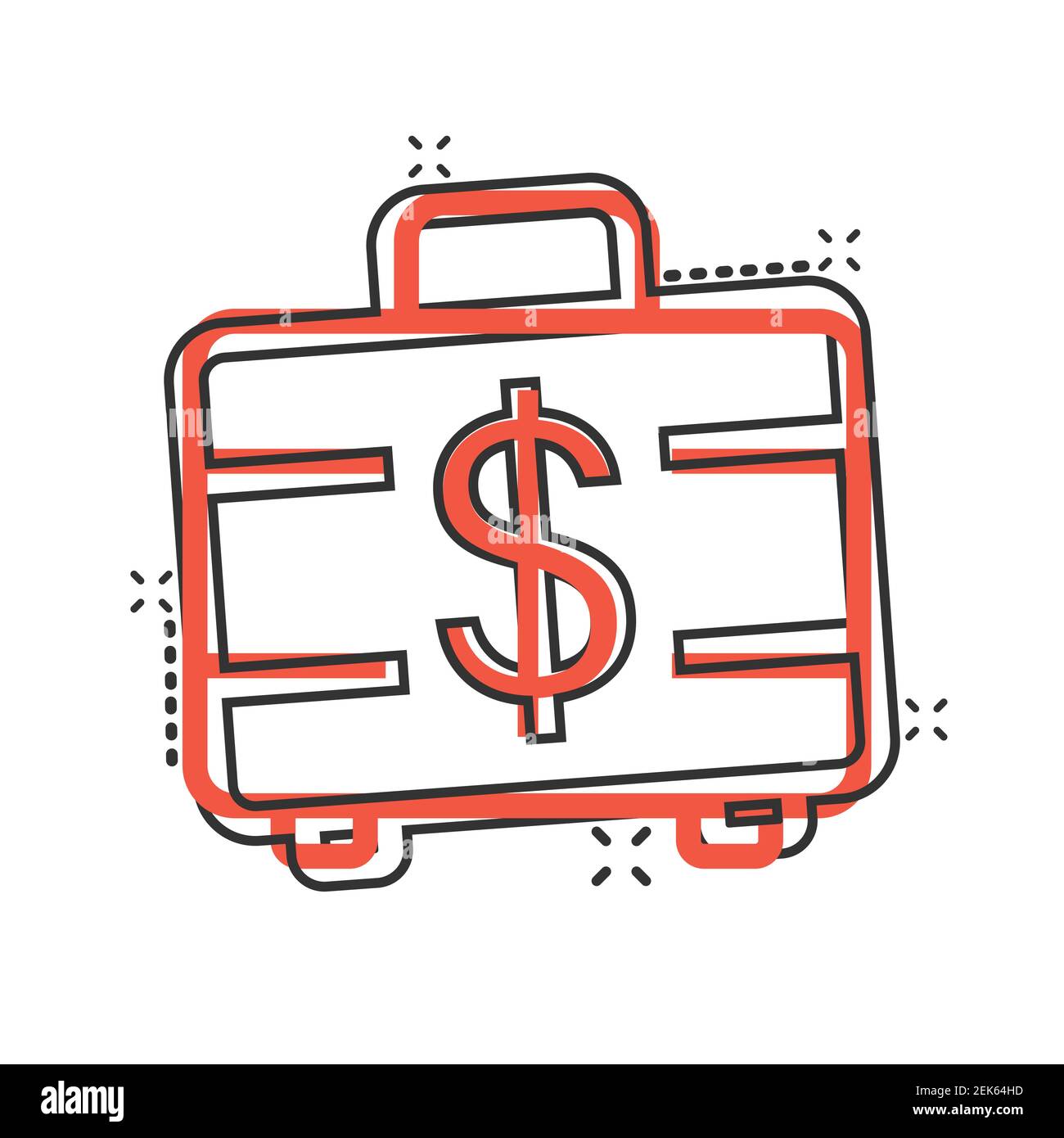 Money briefcase icon in comic style. Cash box cartoon vector