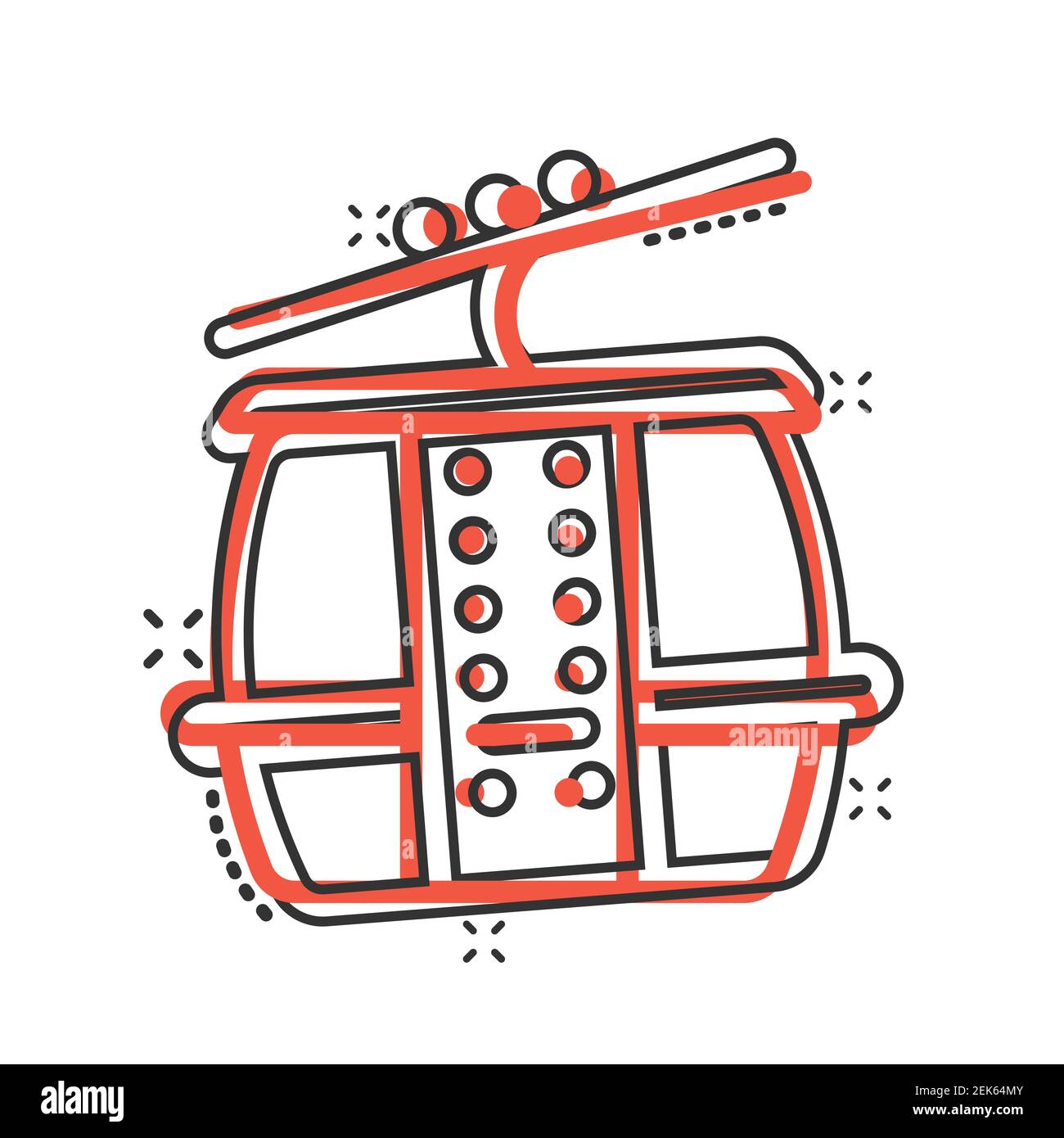 Cable car icon in comic style. Elevator cabin cartoon vector illustration  on white isolated background. Cableway splash effect business concept Stock  Vector Image & Art - Alamy