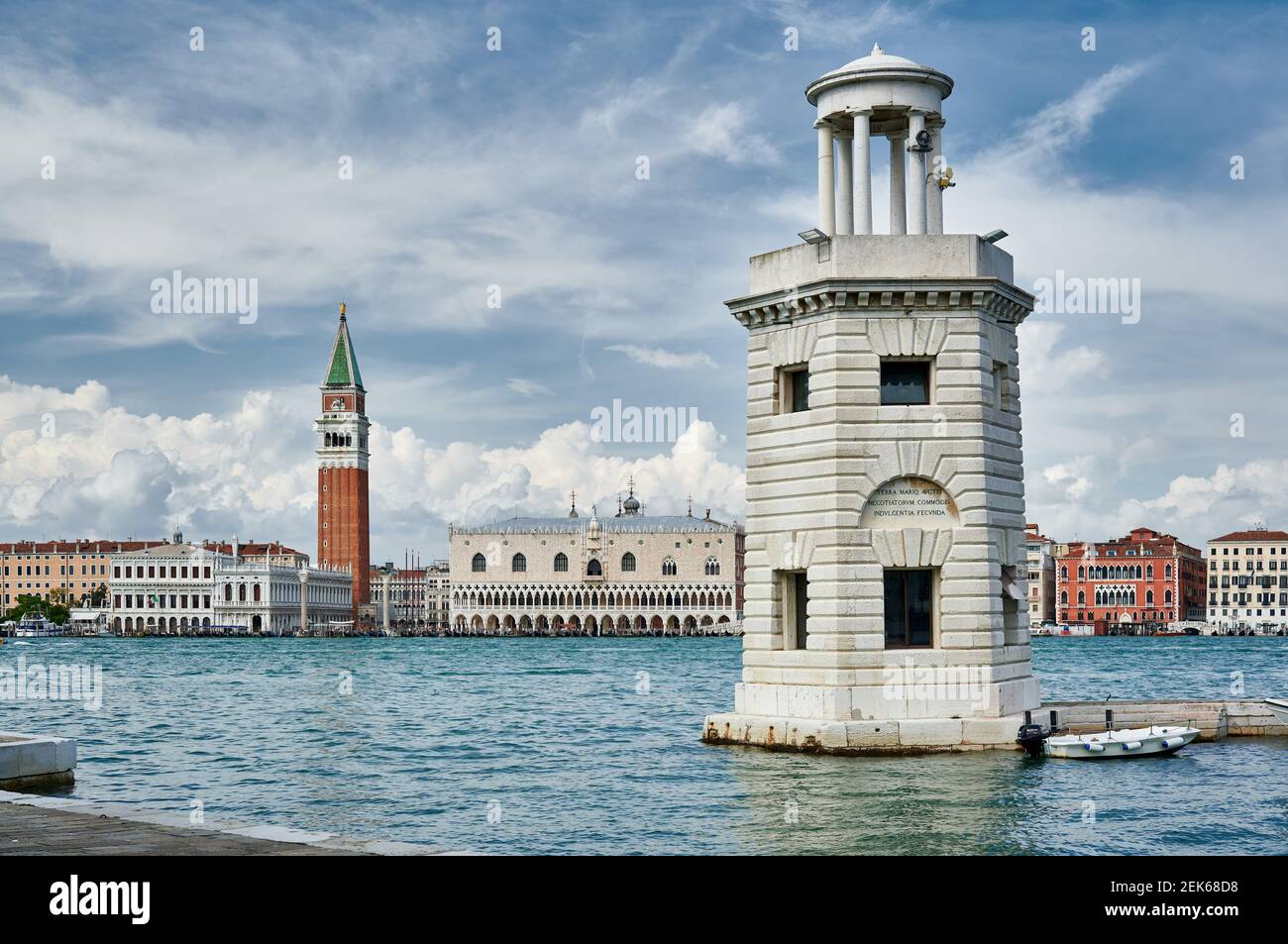 Faro San Giorgio Maggiore, cityscape with Doge's Palace and St Mark's Tower as seen from San Giorgio Maggiore, Venice, Veneto, Italy Stock Photo