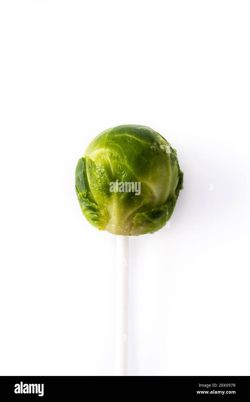 Set of brussel sprouts lollipop isolated on white background Stock