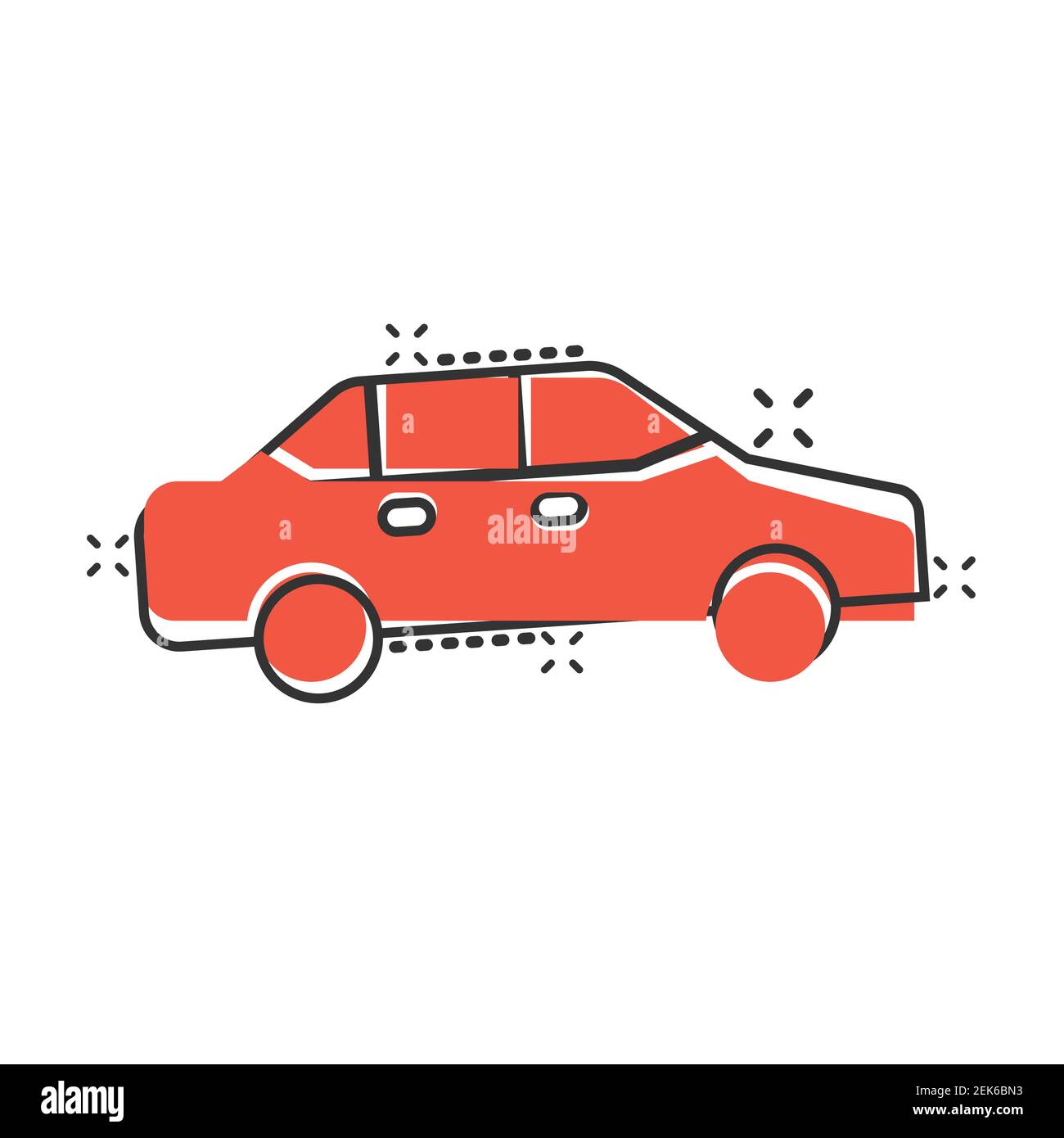 Car icon in comic style. Automobile vehicle cartoon vector illustration ...