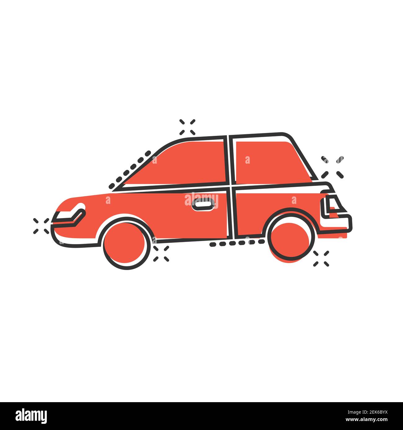 Car icon in comic style. Automobile vehicle cartoon vector illustration ...