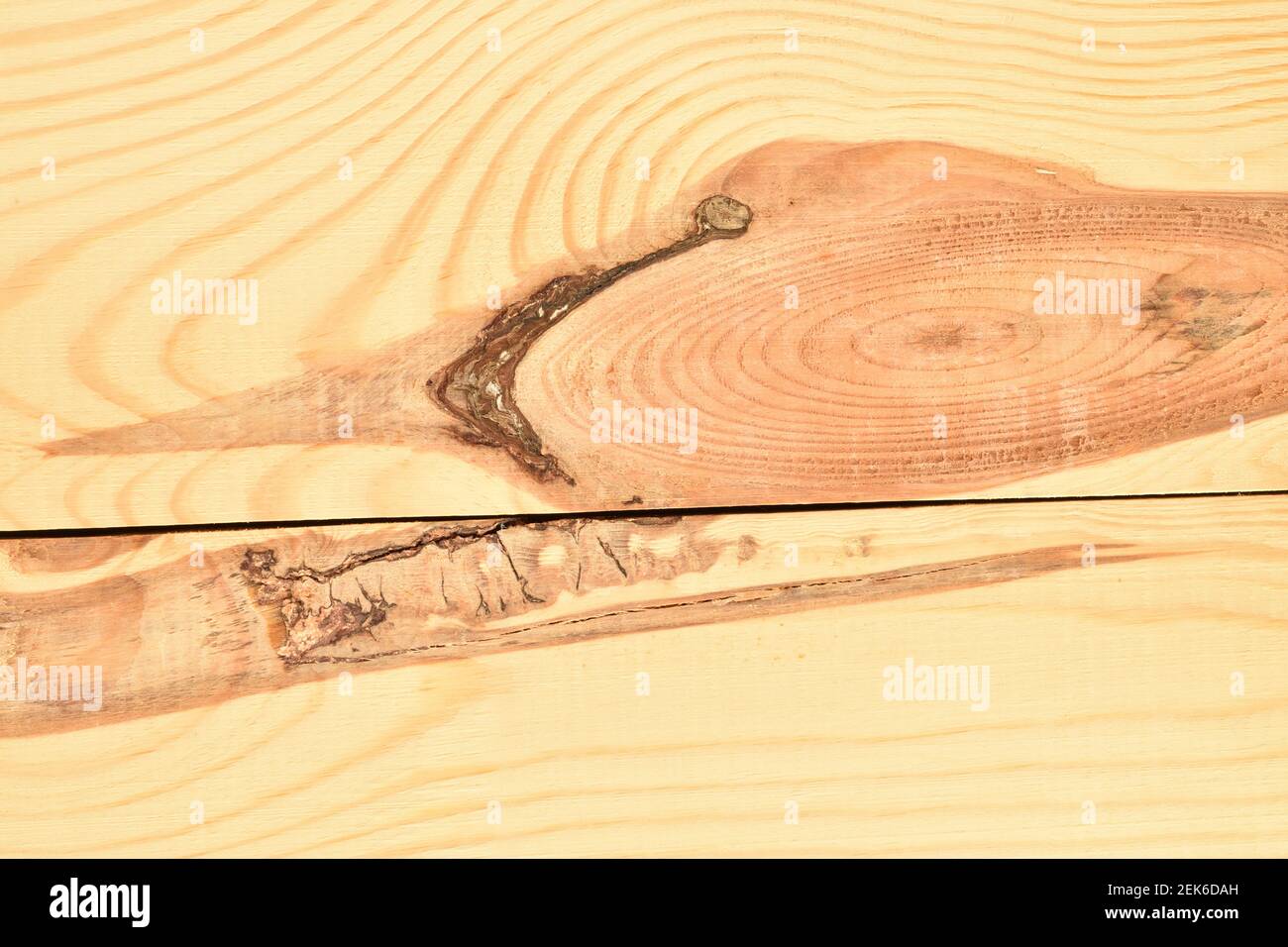 Treated natural wood planks, pine. Stock Photo