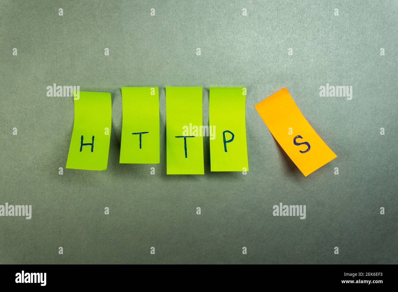 Paper notes with term HTTPS on grey background Stock Photo