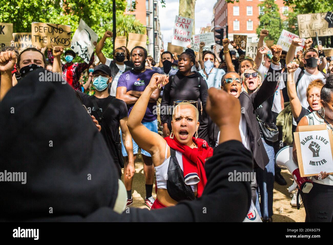 Protesters chant slogans during the demonstration. Black Lives Matter ...