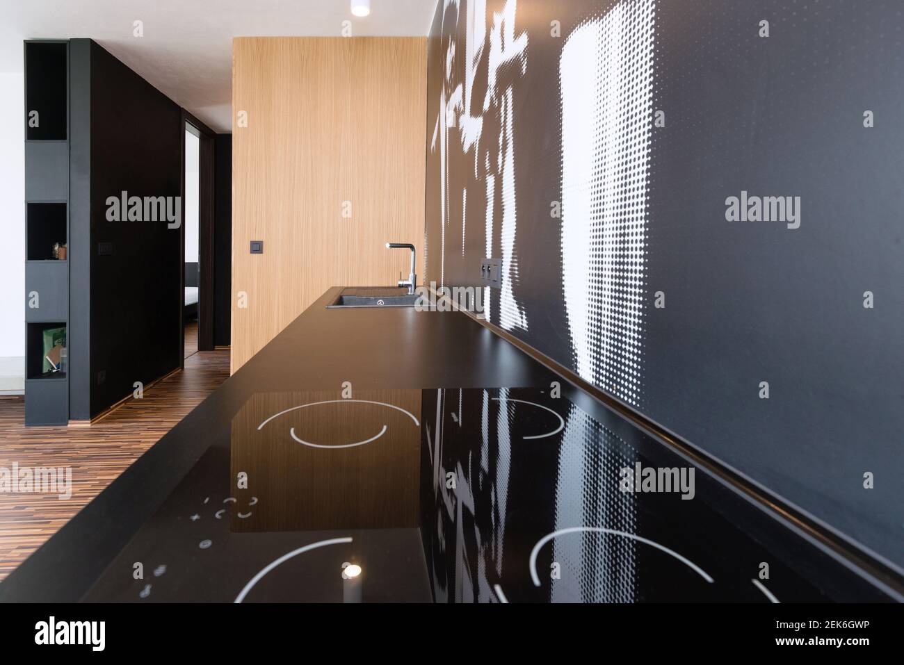 modern kitchen interior with appliances Stock Photo - Alamy