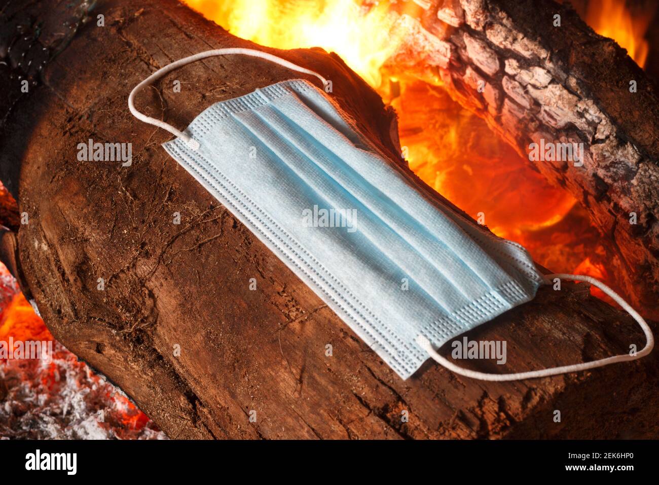 concept of the end of surgical masks, end of covid19, mask burning in