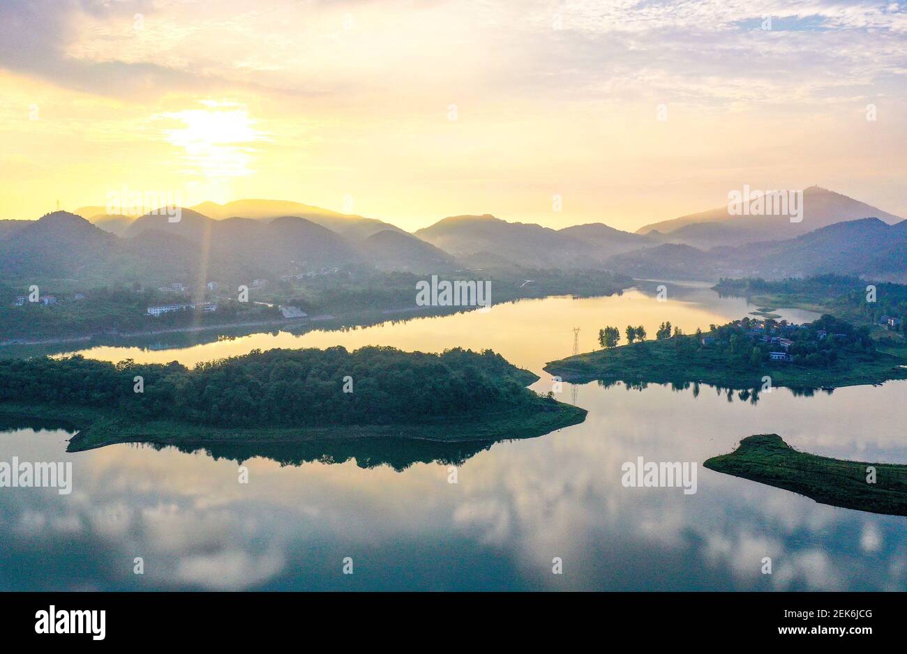 Sichuanï¼ŒCHINA-Located in The town of Huaying City, Tianchi Lake of ...
