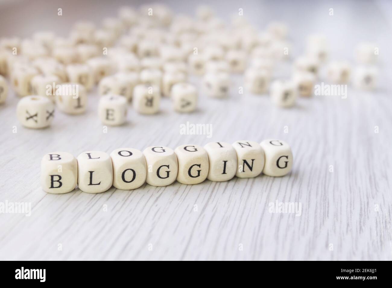Word Blogging made with block wooden letters cubes Stock Photo