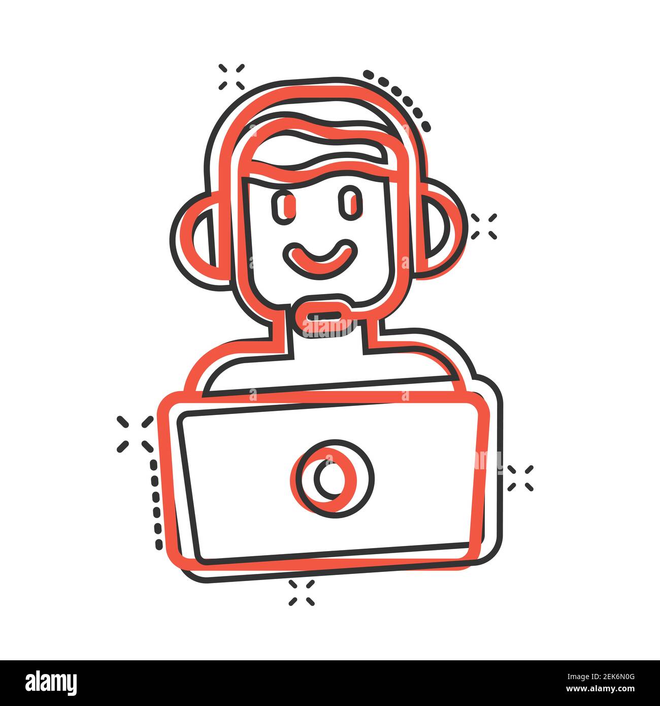 People with laptop computer icon in comic style. Pc user cartoon vector ...