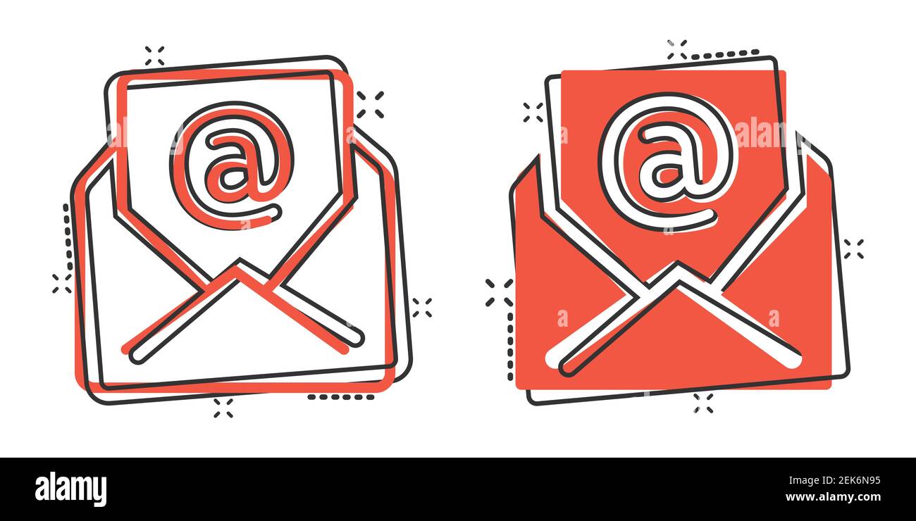 Email message icon in comic style. Mail document cartoon vector ...