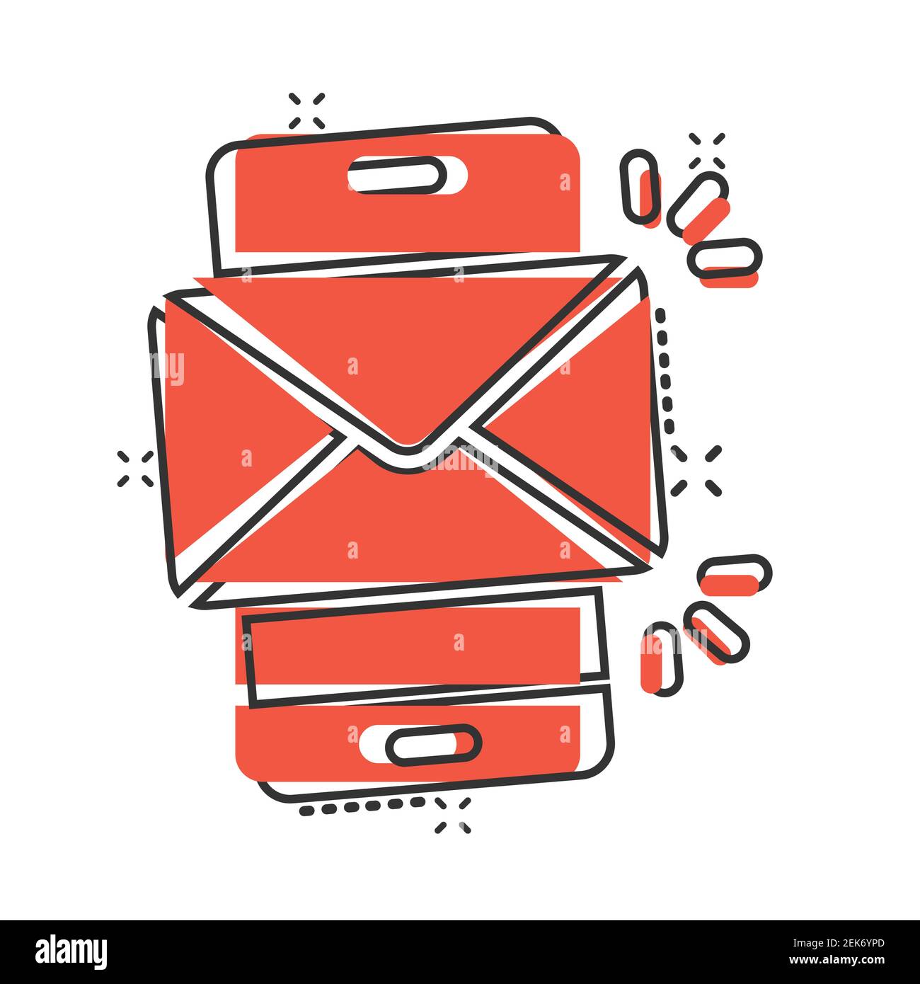 Message on smartphone icon in comic style. Mail with phone cartoon ...