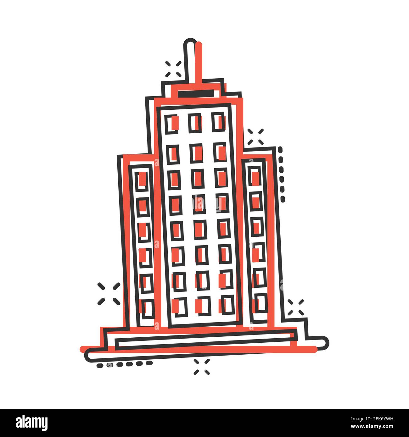 Building icon in comic style. Town skyscraper apartment cartoon vector  illustration on white isolated background. City tower splash effect  business co Stock Vector Image & Art - Alamy