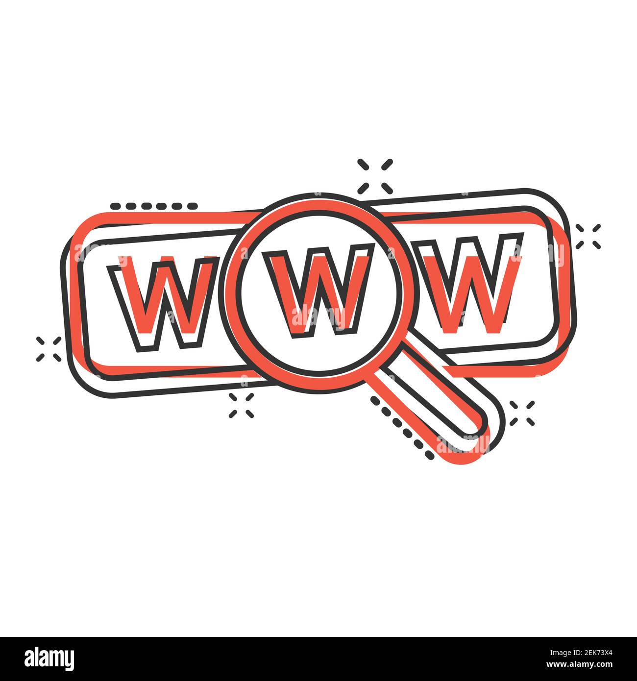 Global search icon in comic style. Website address cartoon vector ...