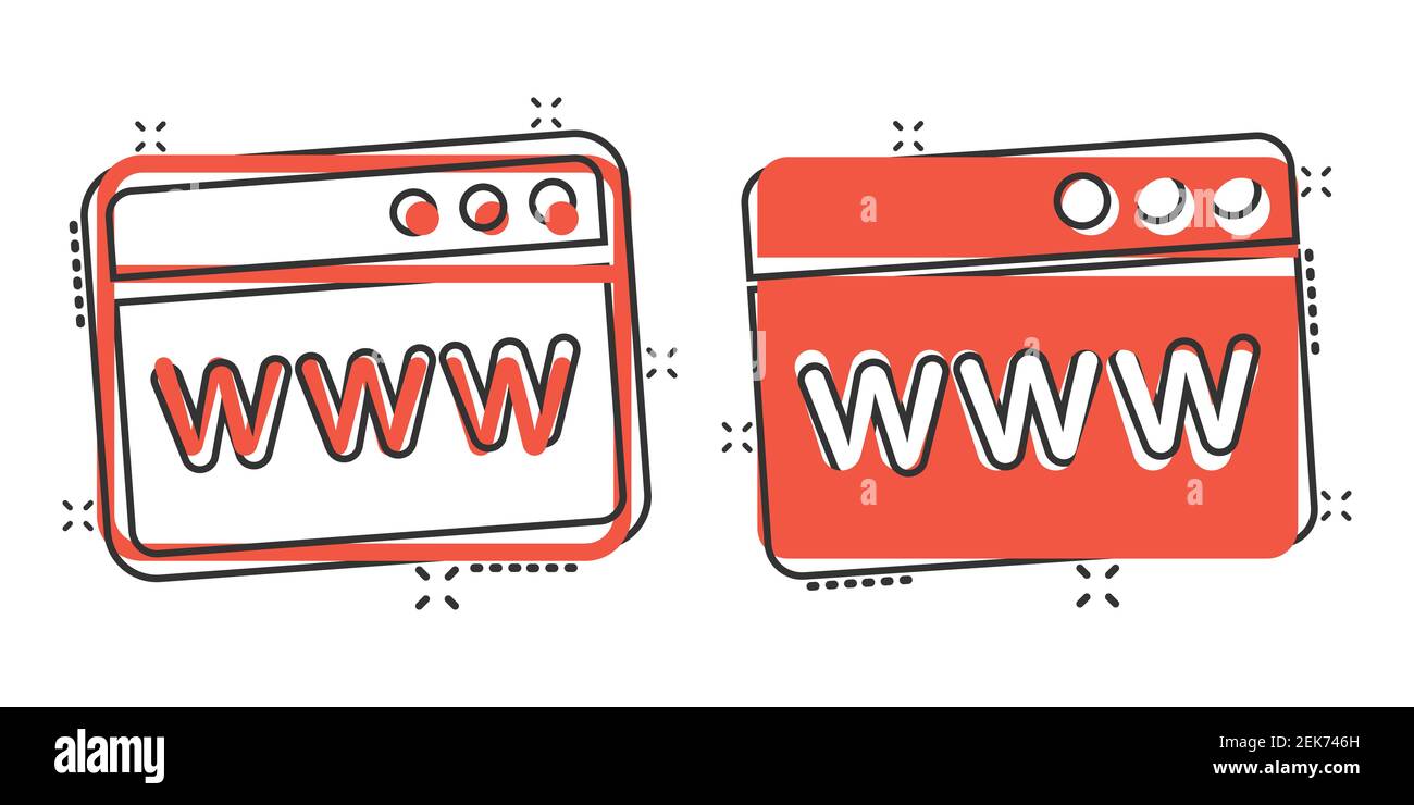 Website domain icon in comic style. Com internet address cartoon vector ...