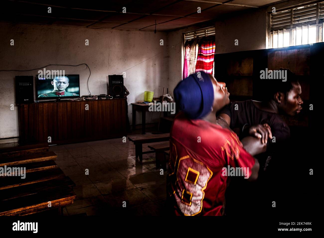 The cinema of a village in the forest of North Kivu, about 50km north-east of Goma, North Kivu, DRC Stock Photo