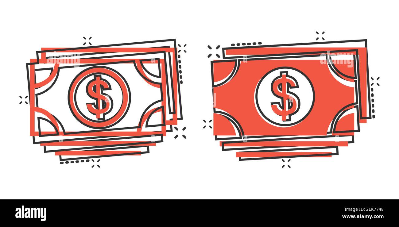Dollar currency banknote icon in comic style. Dollar cash cartoon ...