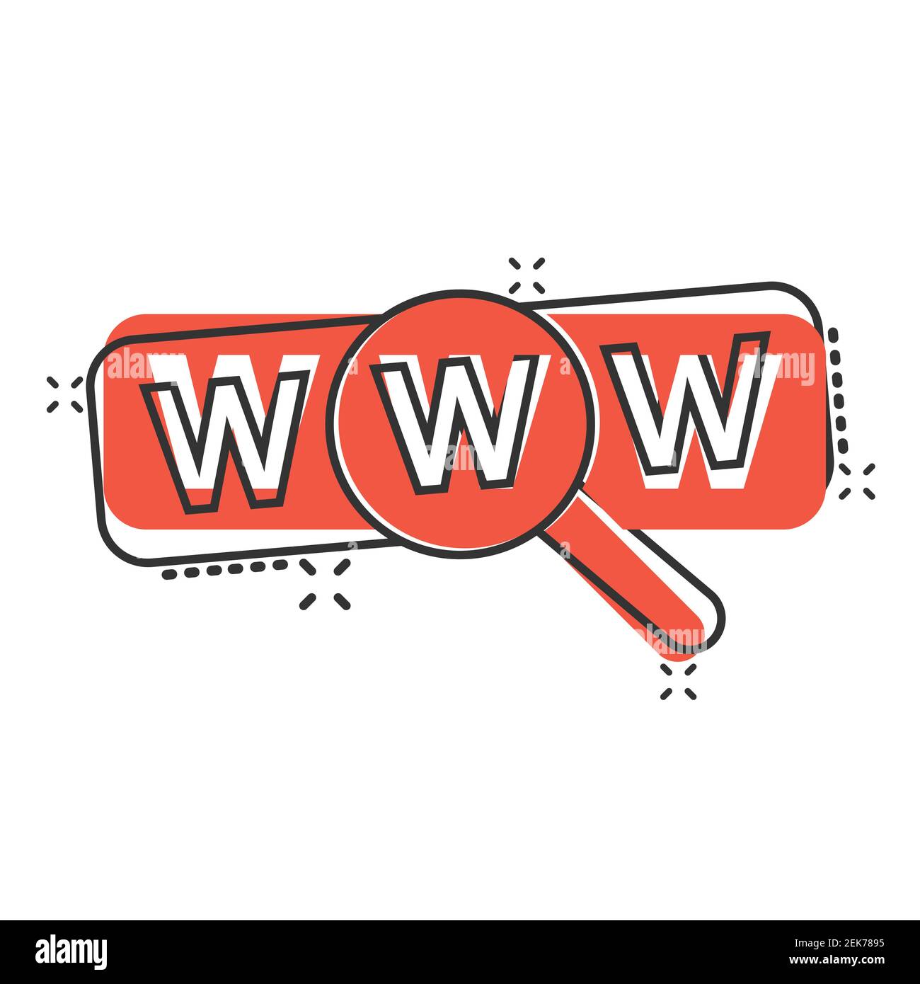 Global search icon in comic style. Website address cartoon vector ...
