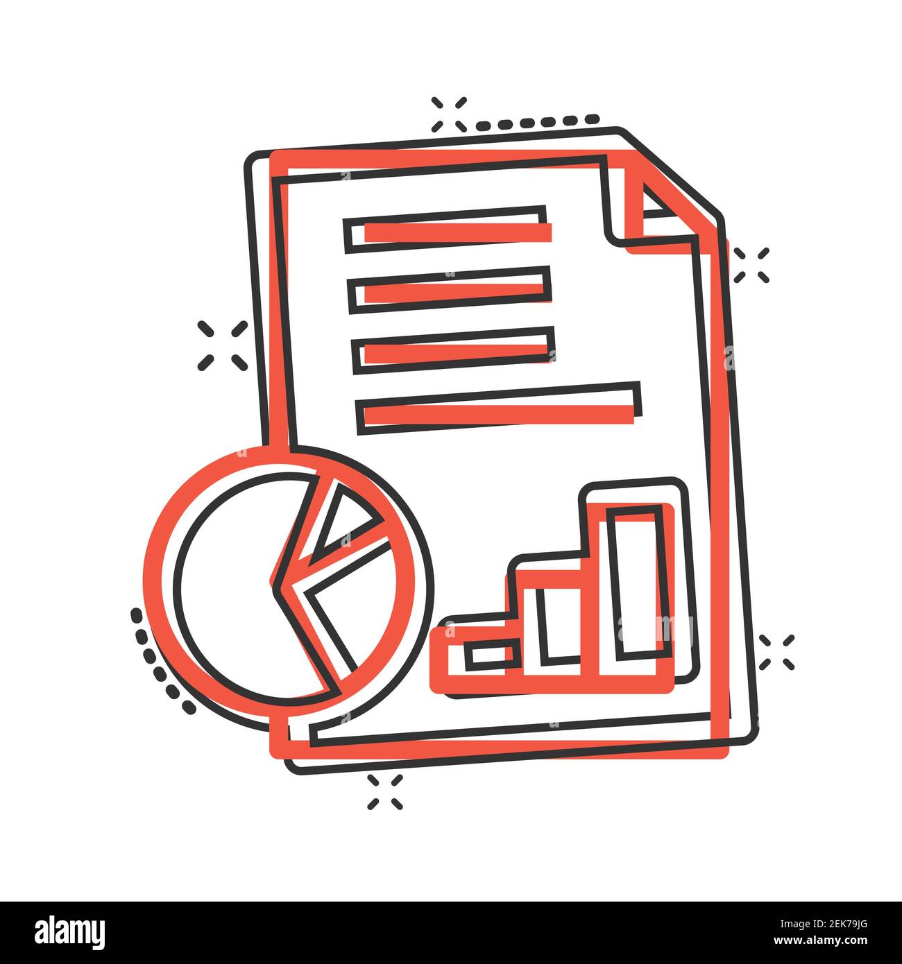 Financial statement icon in comic style. Document cartoon vector ...