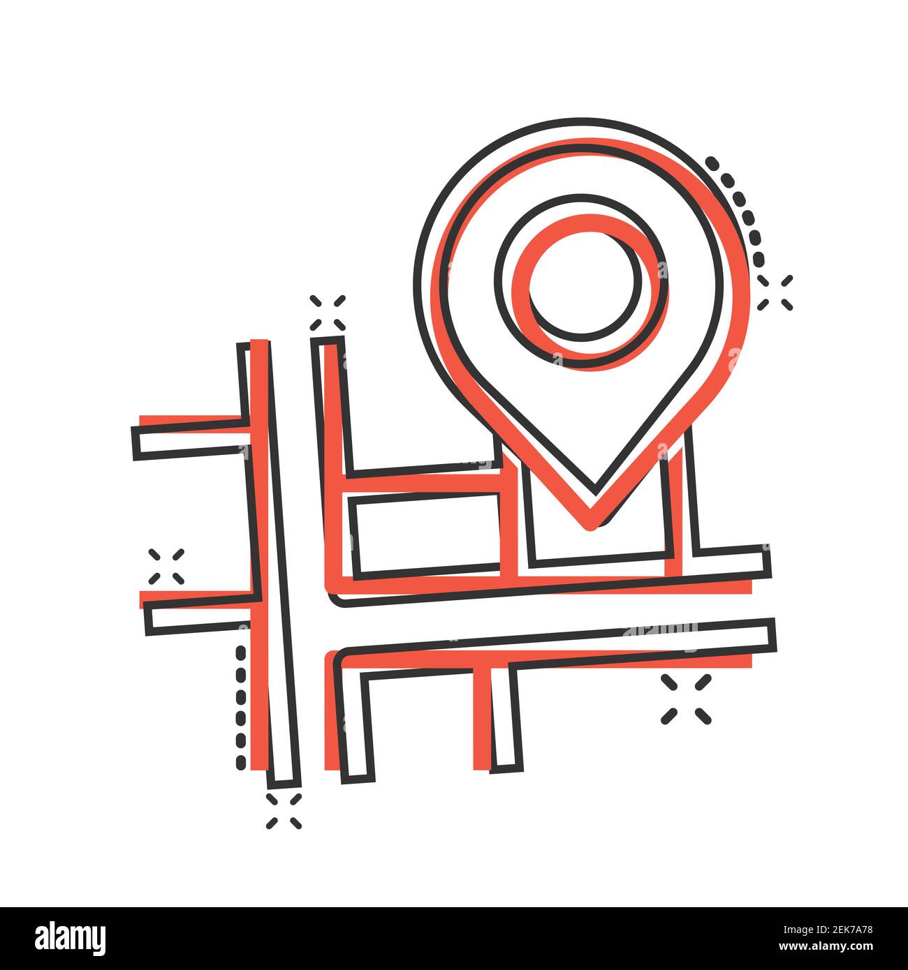 Map pin icon in comic style. GPS navigation cartoon vector illustration ...