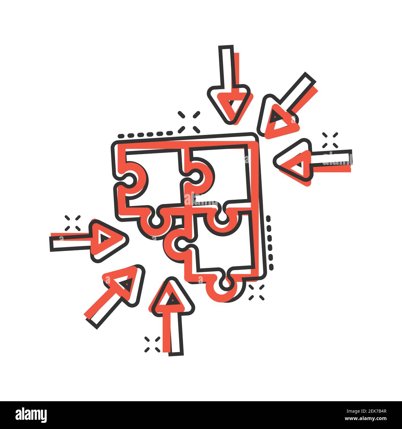 Puzzle jigsaw icon in comic style. Solution compatible cartoon vector ...