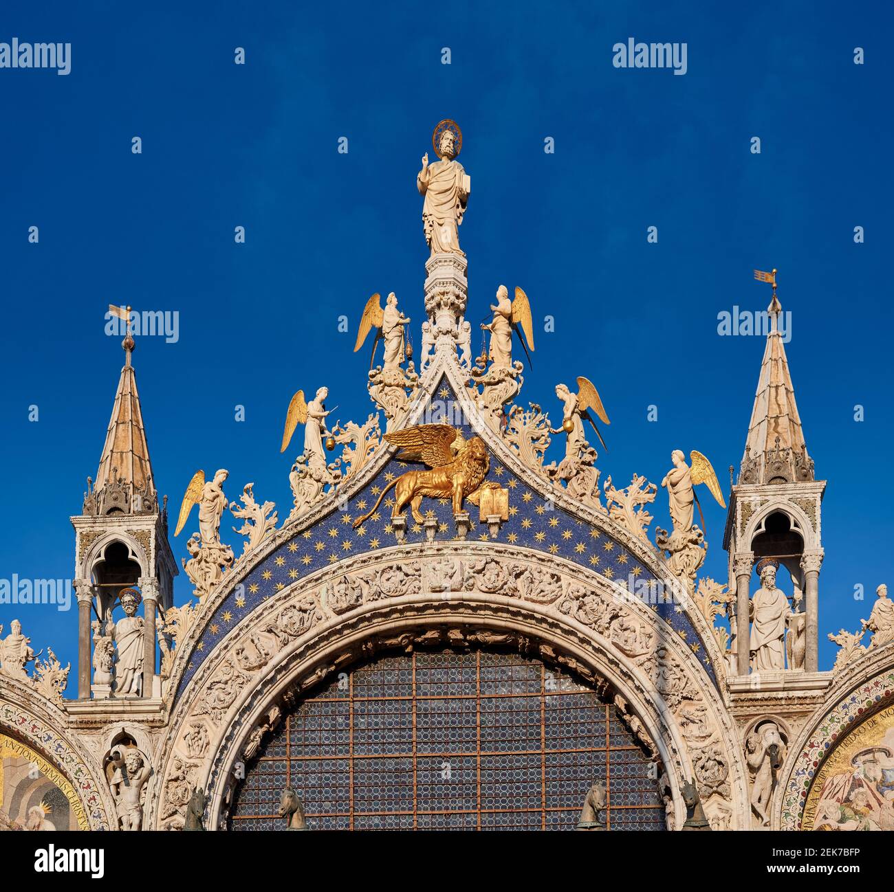 facade detail of  St Mark's Basilica or Basilica di San Marco, Venice, Veneto, Ita Stock Photo
