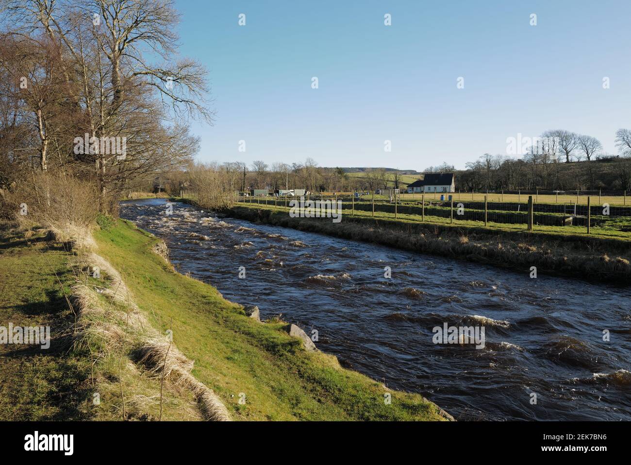 The Scottish River Doon in the Ayrshire village of Dalrymple in winter Stock Photo