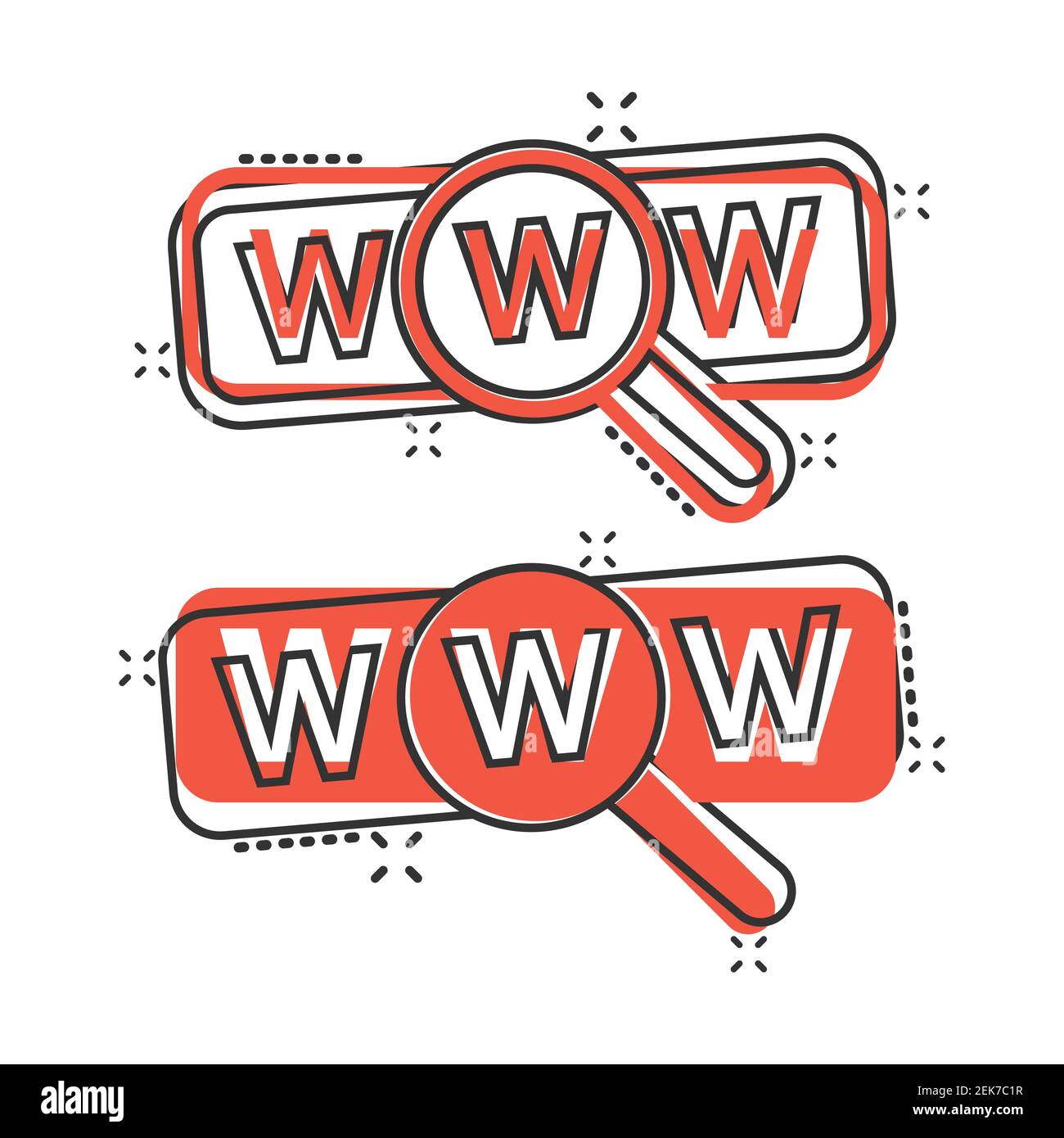 Global search icon in comic style. Website address cartoon vector ...