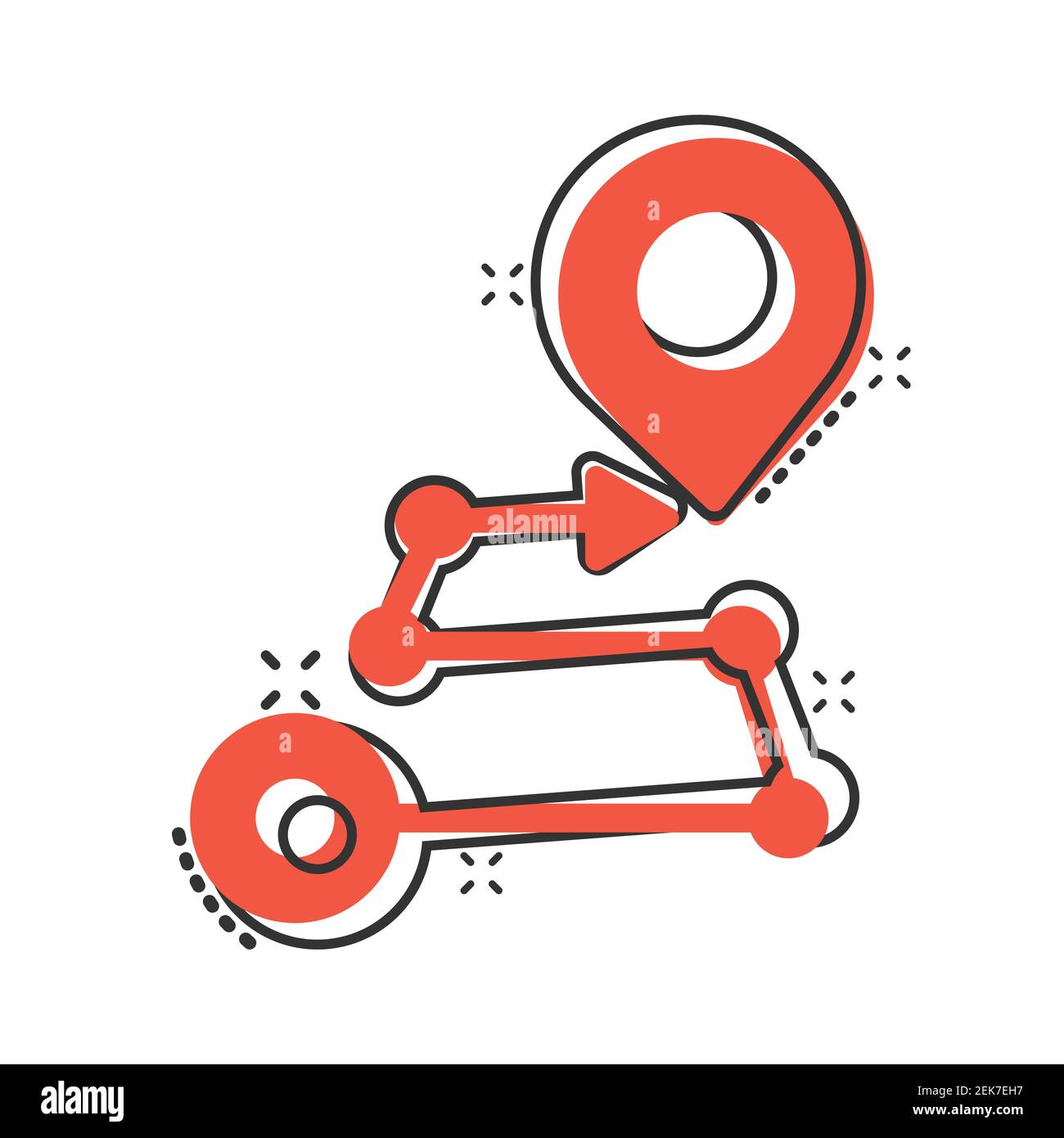 Map pin icon in comic style. GPS navigation cartoon vector illustration ...