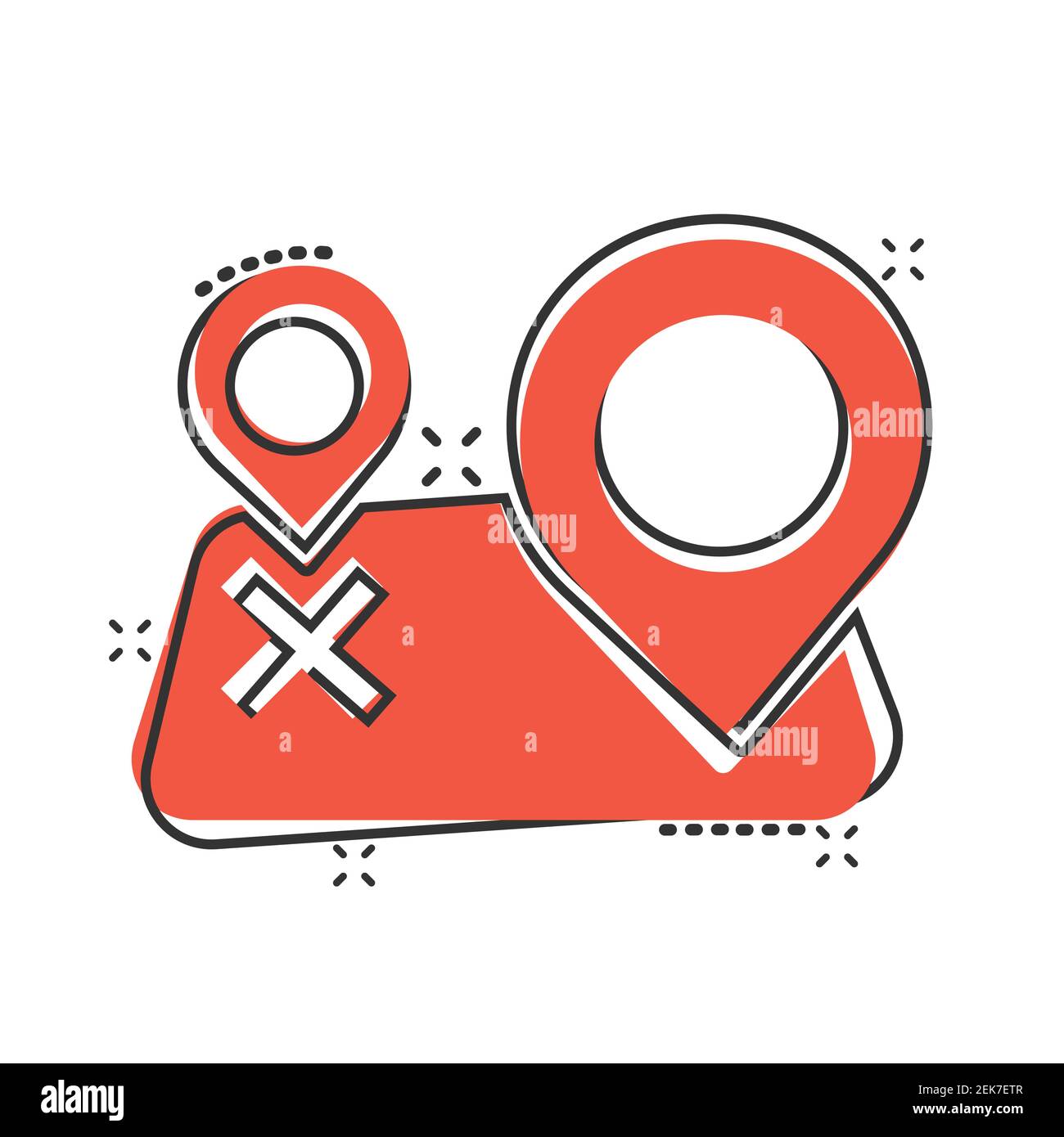 Map pin icon in comic style. GPS navigation cartoon vector illustration ...