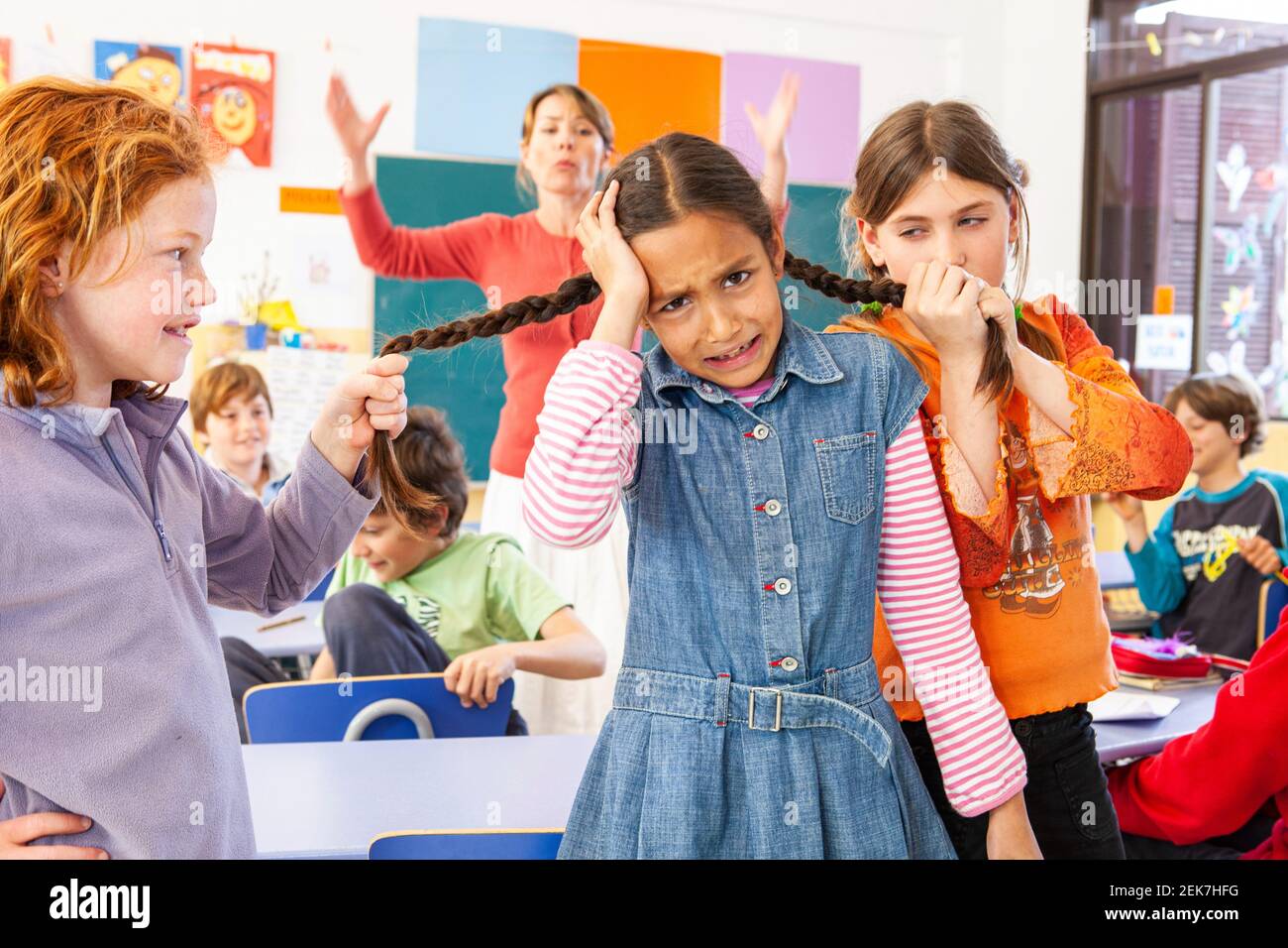 Bullying in a school classroom Stock Photo