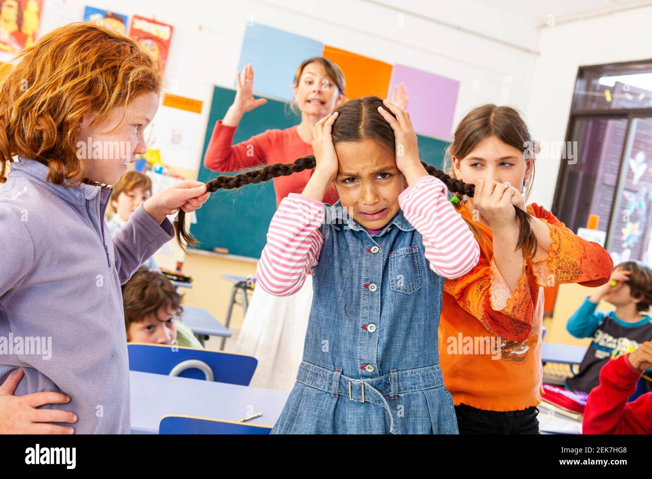 Bullying in a school classroom Stock Photo