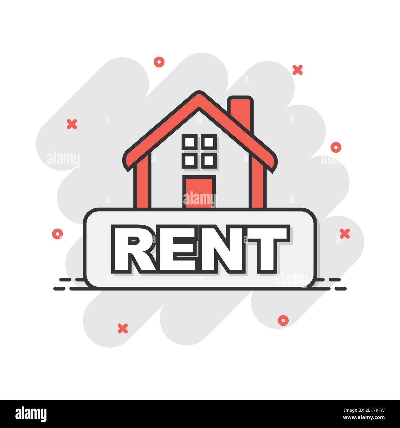 Cartoon rent house icon in comic style. Home illustration pictogram. Rental  sign splash business concept Stock Vector Image & Art - Alamy