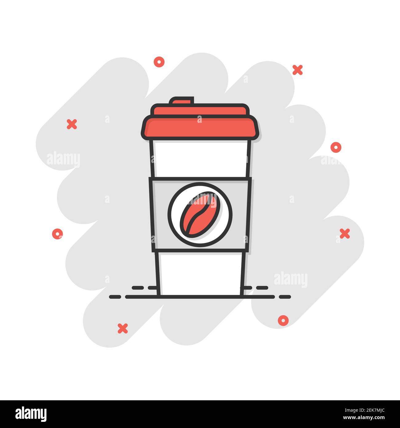 Coffee, tea cup icon in comic style. Coffee mug vector cartoon ...