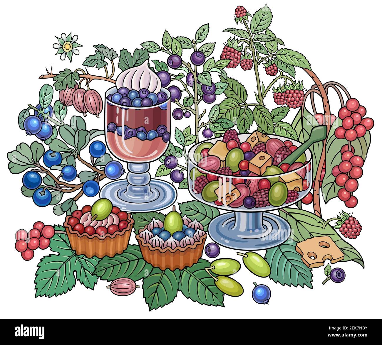 Sweets, berries, cherries hand drawn illustration Stock Photo Alamy