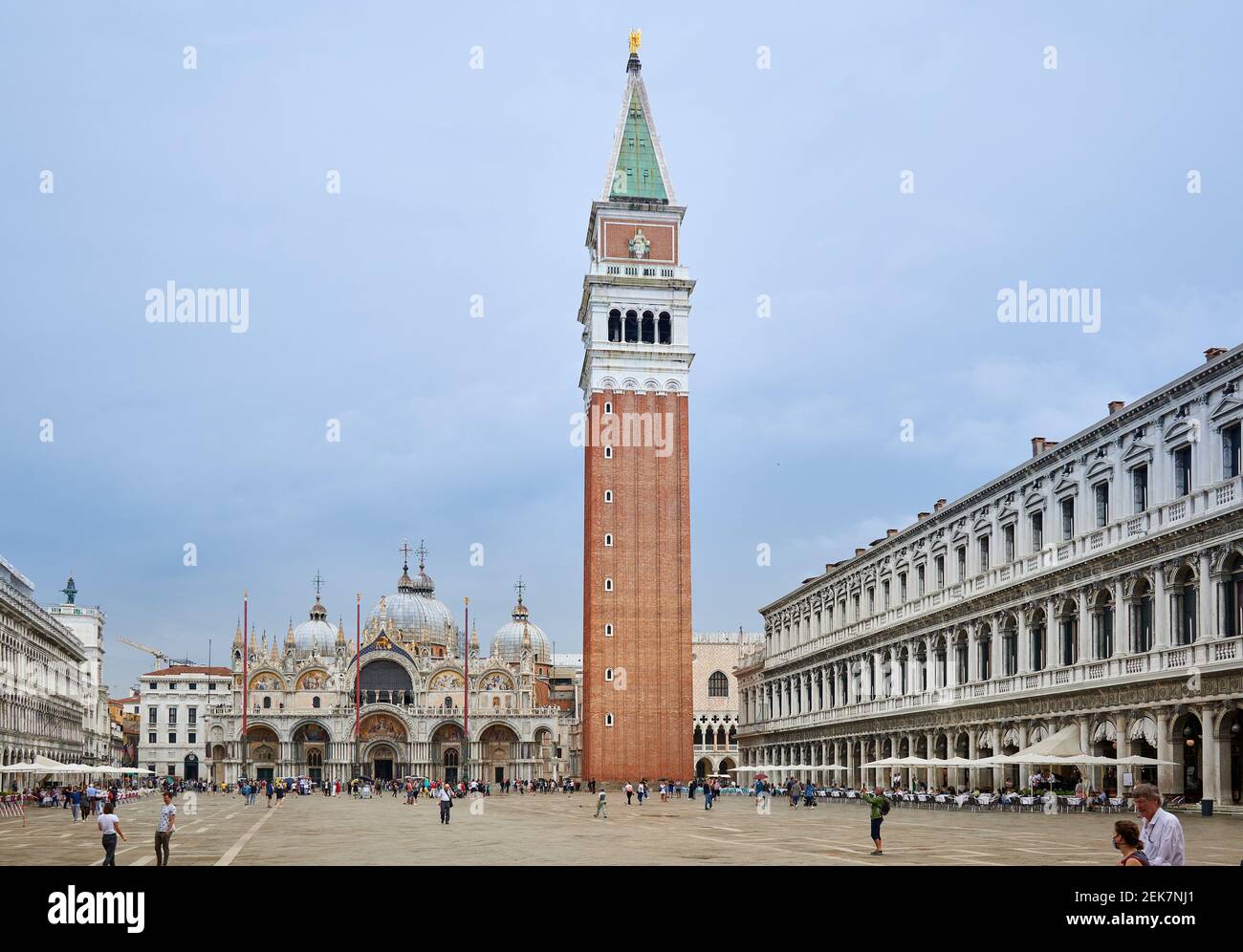 Piazza San Marco or St Mark's Square with St Mark's Basilica or Basilica di San Marco, Venice, Veneto, Italy Stock Photo