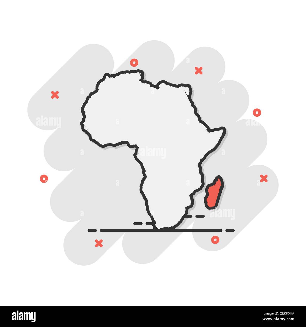 Cartoon Africa map icon in comic style. Atlas illustration pictogram. Country geography sign splash business concept. Stock Vector