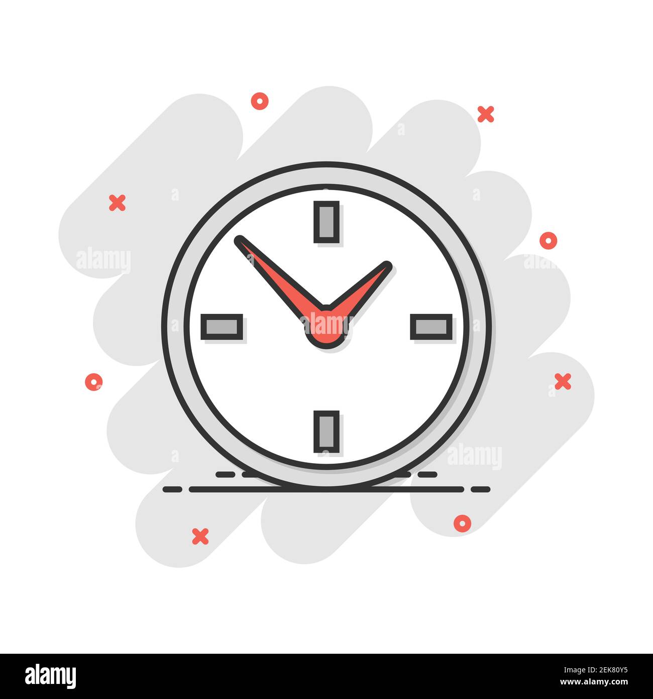 Cartoon alarm clock icon in comic style. Timer sign illustration