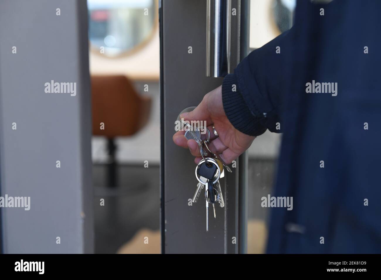 Munich, Germany. 21st Feb, 2021. The owner of the coworking space for