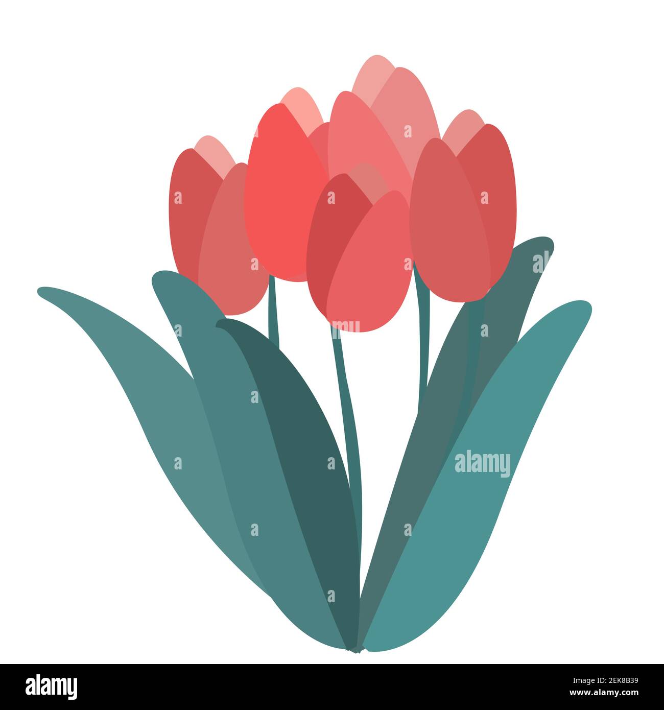 Five simple tulips vector illustration Stock Vector