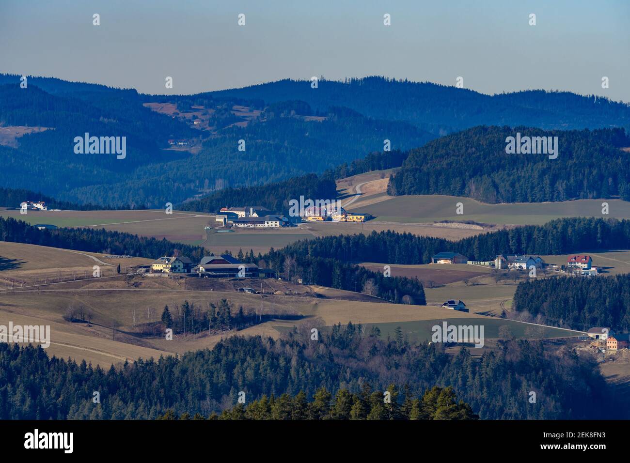 view from castle ruine ruttenstein near pierbach in the austrian region muehlviertel Stock Photo